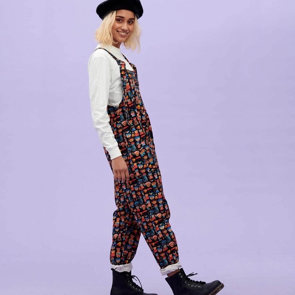 Lucy and Yak Cat Print Dungarees
